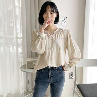 Round-neck Stitched Blouse