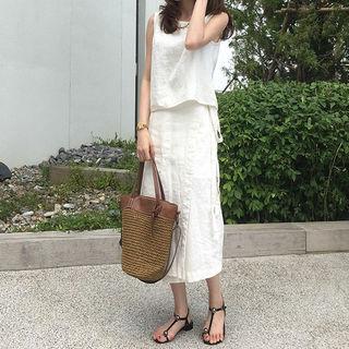 Linen Midi Wrap Skirt