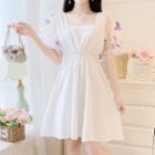 Balloon-sleeve Butterfly A-line Dress