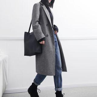 Double-breasted Herringbone Wool Jacket