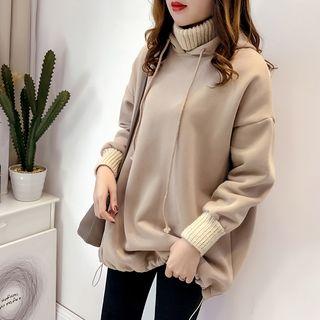 Mock Two-piece Turtleneck Long Hoodie