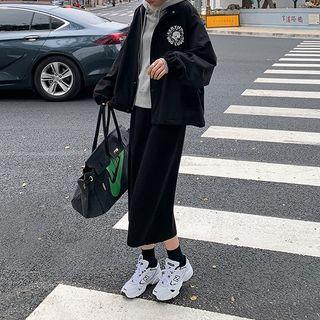 Stand-collar Embroidered Baseball Jacket