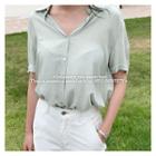 Short-sleeve Blouse Mint Green - One Size