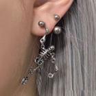 Stainless Steel Skeleton Dangle Earring 1 Pc - Silver - One Size