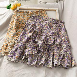 Layered Floral Mini Skirt