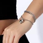 Skull Layered Chain Bracelet Silver - One Size