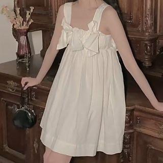 Bow-detail Spaghetti Strap Dress / Short-sleeve Dress