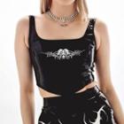 Print Patent Leather Cropped Tank Top