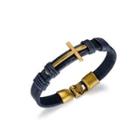 Simple Personality Plated Gold Cross Leather Bracelet Golden - One Size