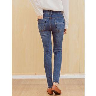 Plus Size Tummy-control Washed Skinny Jeans
