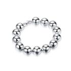 Fashionable Simple 14mm Round Bead Bracelet Silver - One Size
