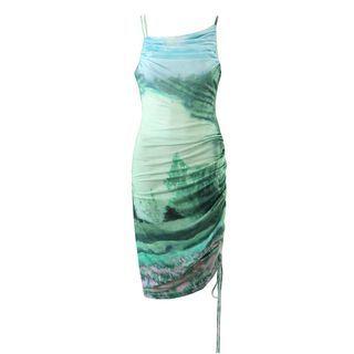 Spaghetti-strap Print Asymmetrical Sundress