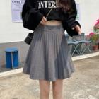 High-waist Plain A-line Pleated Skirt
