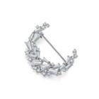 Fashionable Personality Moon Brooch With Cubic Zirconia Silver - One Size
