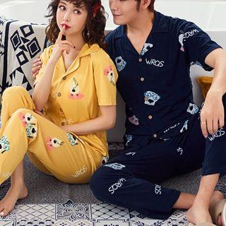 Couple Matching Loungewear Set: Short-sleeve Top + Pants