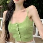 Knit Cropped Camisole Top Green - One Size