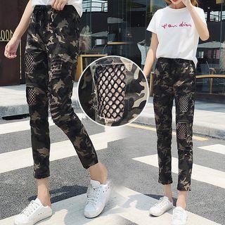 Mesh Panel Camo Straight Fit Pants