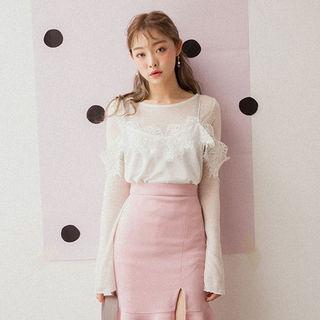 Long Bell Sleeve Sheer T-shirt