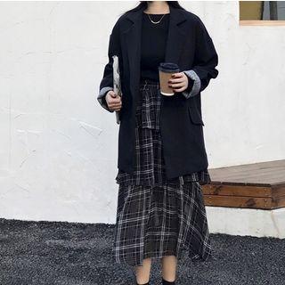 Pocket Detail Blazer / Midi Tiered Skirt