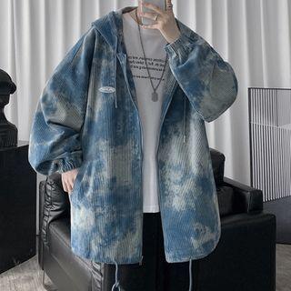 Tie-dye Print Hooded Zip-up Jacket