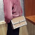 Scalloped-hem Faux-leather Shoulder Bag