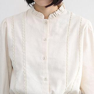 Frill-neck Puff-sleeve Blouse