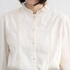 Frill-neck Puff-sleeve Blouse