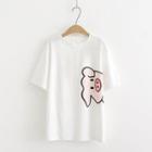 Pig Print Short-sleeve T-shirt White - One Size