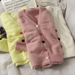 Color-block Breasted Plain Cardigan