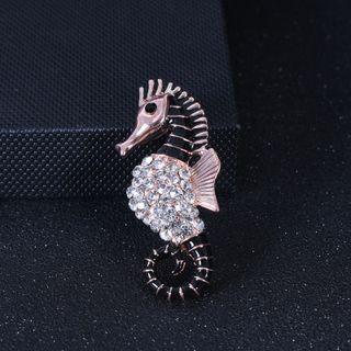 Rhinestone Seahorse Brooch Rose Gold - One Size