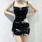 Spaghetti Strap Tie Dye Mini Dress / Knit Shrug