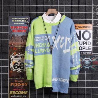 Jacquard Color Block Sweater
