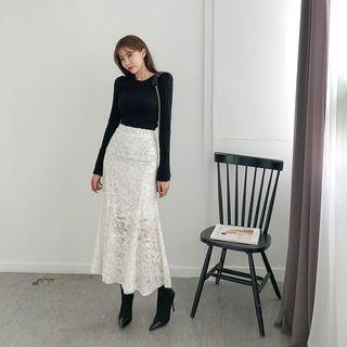Sheer Lace Maxi Mermaid Skirt