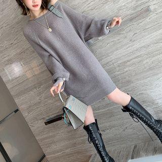 Cold Shoulder Buckled Sweater Dress