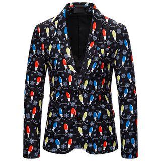 Light Bulb Print Single-breasted Blazer