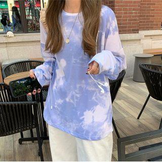 Dye Print Oversize Long-sleeve T-shirt As Shown In Figure - One Size