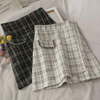 Woolen Asymmetric Mini Skirt