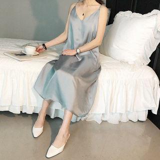 Spaghetti-strap Long Satin Dress
