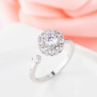 Rhinestone Open Ring Silver - One Size