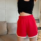 Contrast Trim Shorts Red - One Size