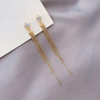 Rhinestone Fringe Earring E2318 - Gold - One Size