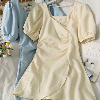 Pearl-back Ruched Mini Dress