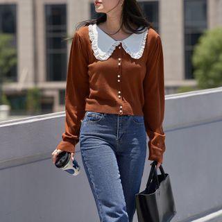 Long Sleeve Lace Collar Cardigan