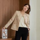 [v Lyou] Patch-pocket Tweed Jacket