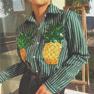 Pineapple Sequined Striped Shirt