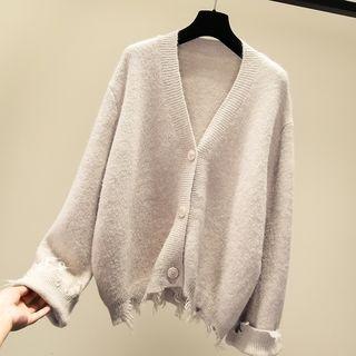 V-neck Ripped Cardigan