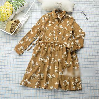 Floral Print A-line Corduroy Dress