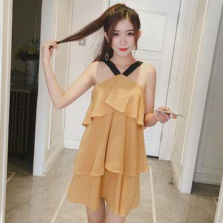 Halter Layered Chiffon Dress