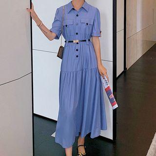 Short-sleeve Henley Maxi Shirtdress