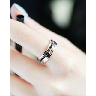 Chain-trim Lettering Stainless Steel Ring